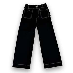 Anthropologie Maeve The Colette Black Contrast Stitch Wide Leg Pants 26